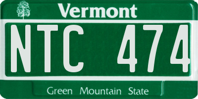 VT license plate NTC474