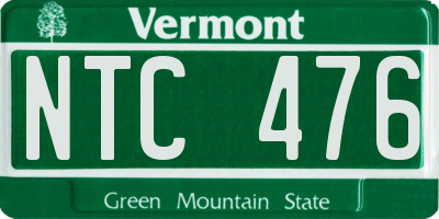 VT license plate NTC476