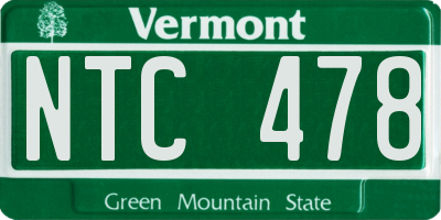 VT license plate NTC478