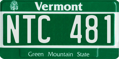 VT license plate NTC481