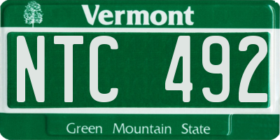 VT license plate NTC492