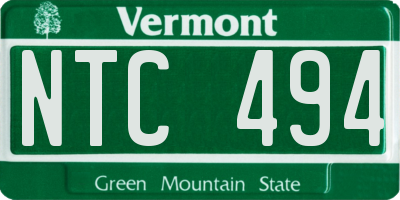 VT license plate NTC494