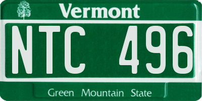 VT license plate NTC496