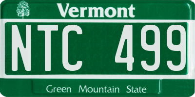 VT license plate NTC499