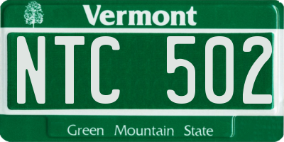 VT license plate NTC502