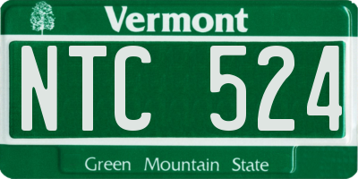 VT license plate NTC524