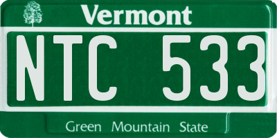 VT license plate NTC533