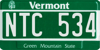 VT license plate NTC534
