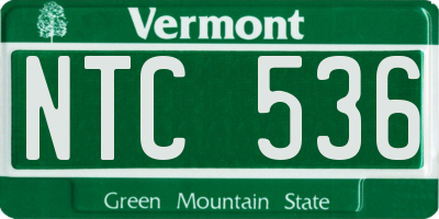 VT license plate NTC536