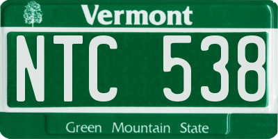 VT license plate NTC538