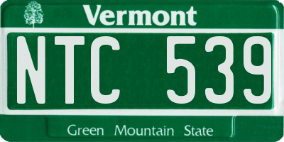 VT license plate NTC539