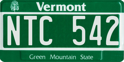 VT license plate NTC542