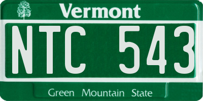 VT license plate NTC543