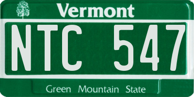 VT license plate NTC547
