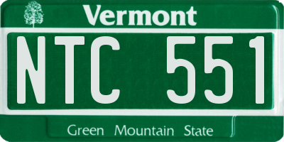 VT license plate NTC551