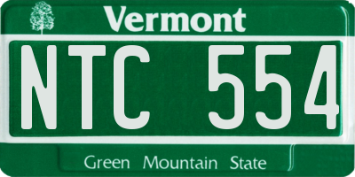 VT license plate NTC554