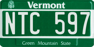 VT license plate NTC597