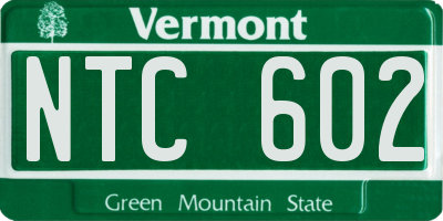 VT license plate NTC602