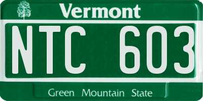VT license plate NTC603