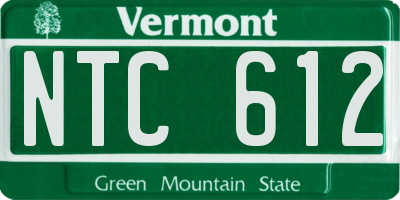 VT license plate NTC612