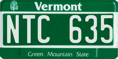 VT license plate NTC635