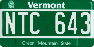 VT license plate NTC643