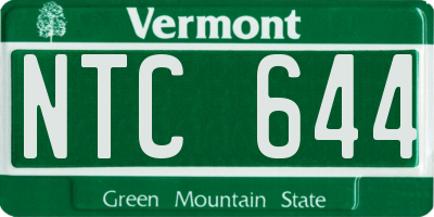 VT license plate NTC644