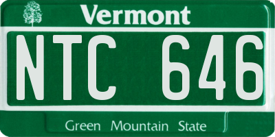 VT license plate NTC646