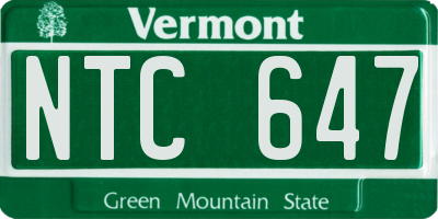 VT license plate NTC647