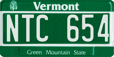 VT license plate NTC654