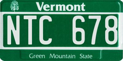 VT license plate NTC678