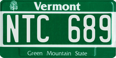 VT license plate NTC689