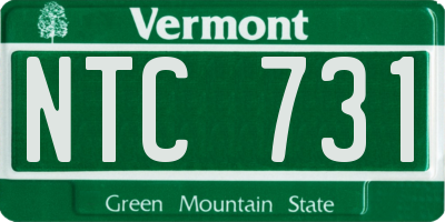 VT license plate NTC731