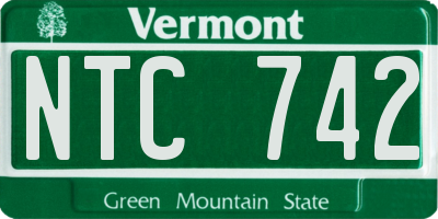 VT license plate NTC742