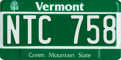 VT license plate NTC758