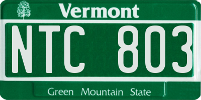 VT license plate NTC803