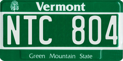 VT license plate NTC804