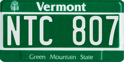 VT license plate NTC807