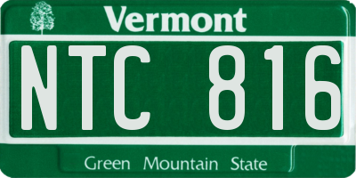 VT license plate NTC816