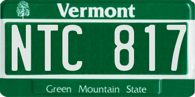 VT license plate NTC817