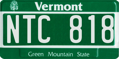 VT license plate NTC818