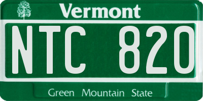 VT license plate NTC820