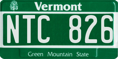 VT license plate NTC826