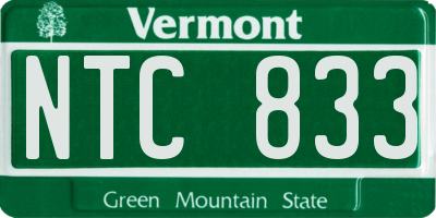 VT license plate NTC833