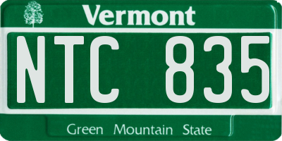 VT license plate NTC835