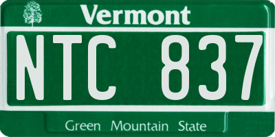 VT license plate NTC837