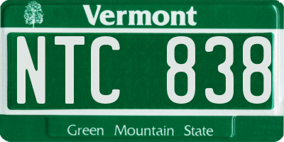 VT license plate NTC838
