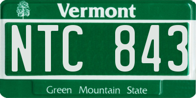 VT license plate NTC843