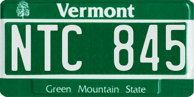 VT license plate NTC845