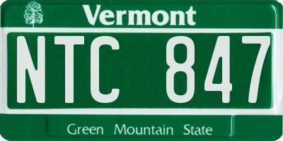 VT license plate NTC847